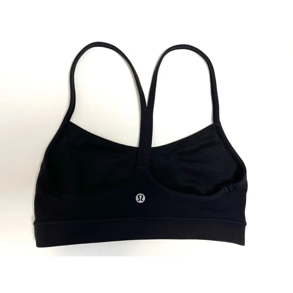 Lululemon Flow Y Bra Nulu Light Support A-C Cups Sports Bra Black Sz 4 Racerback - Picture 4 of 8